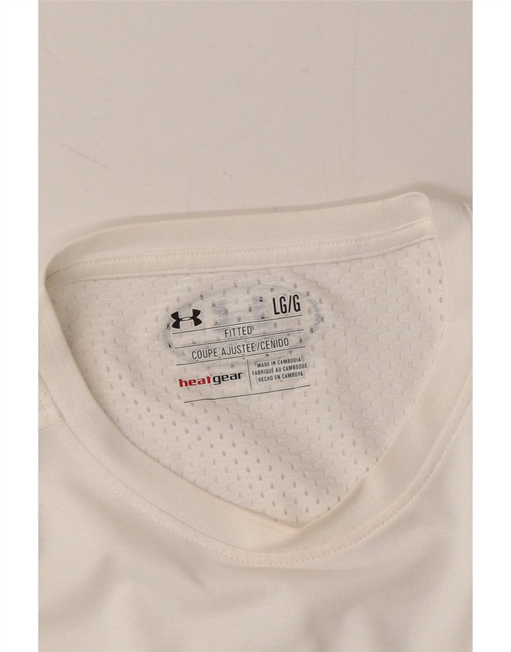UNDER ARMOUR Mens Heat Gear T-Shirt Top Large White Vintage Under Armour and Second-Hand Under Armour from Messina Hembry 