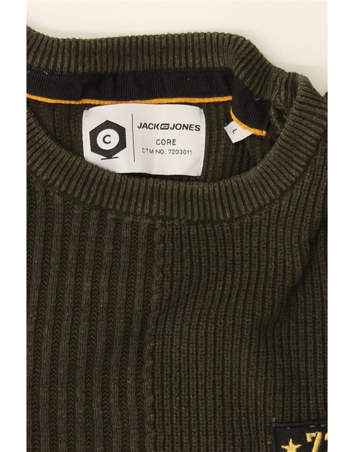 JACK & JONES Mens Crew Neck Jumper Sweater Large Green Cotton Vintage Jack & Jones and Second-Hand Jack & Jones from Messina Hembry 