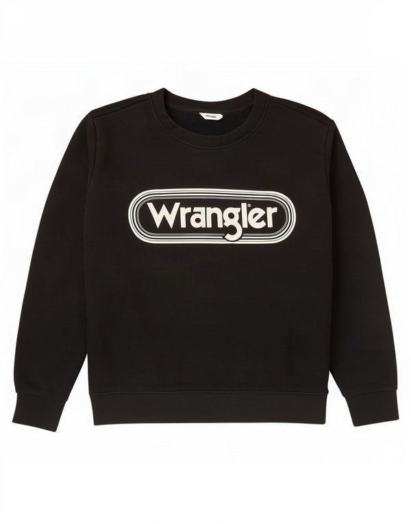 Wrangler Dame Grafisk Sweatshirt Jumper UK 16 Stor sort bomuld