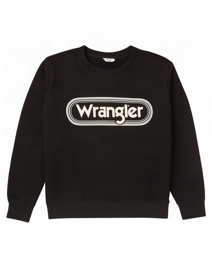 Wrangler Dame Grafisk Sweatshirt Jumper UK 16 Stor sort bomuld