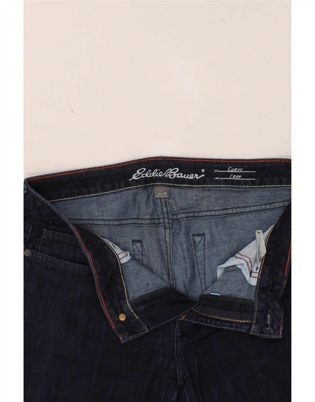 EDDIE BAUER Womens Curvy Cropped Jeans US 10 Large W32 L23 Navy Blue Vintage Eddie Bauer and Second-Hand Eddie Bauer from Messina Hembry 