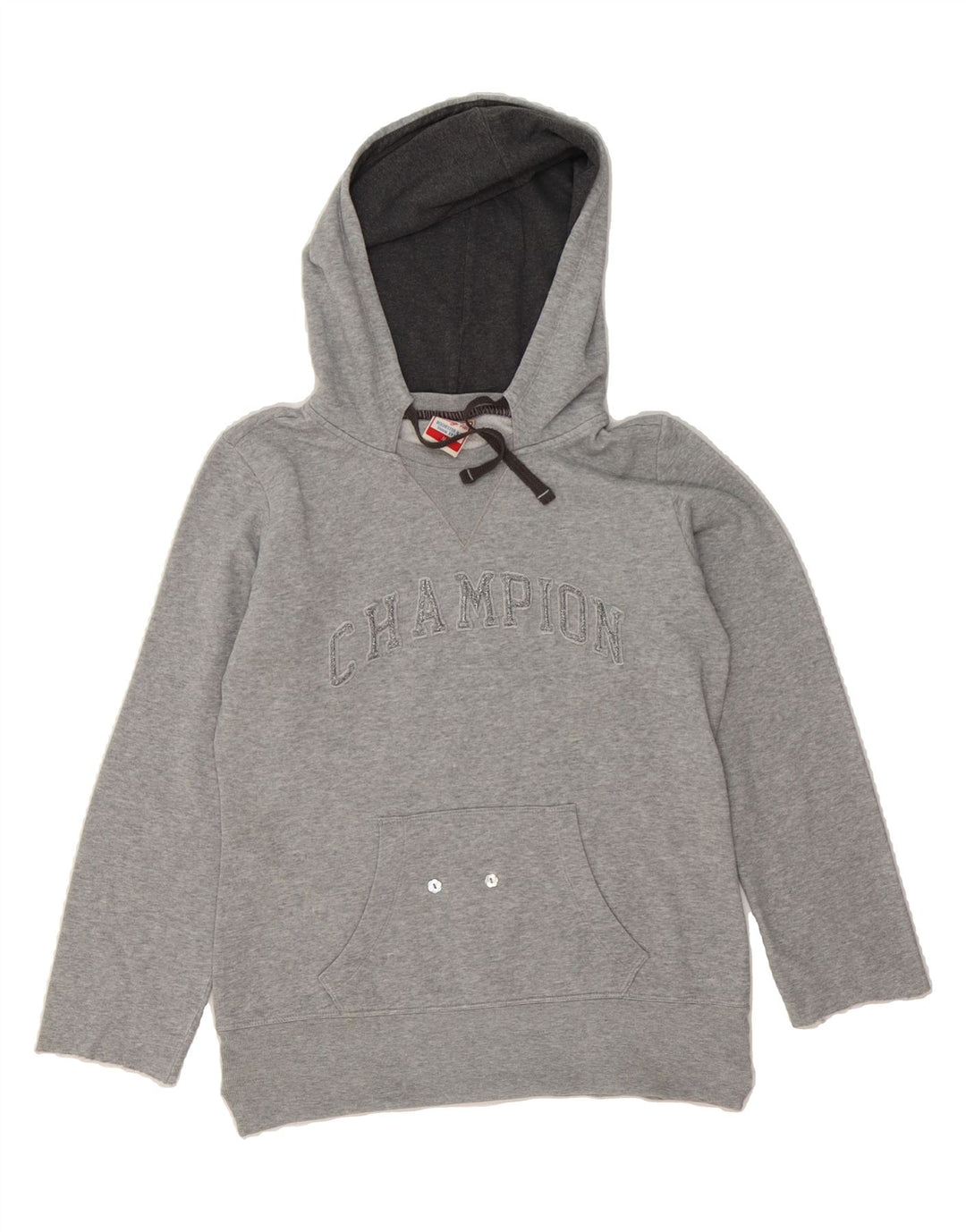CHAMPION Womens Graphic Hoodie Jumper UK 12 Medium Grey Vintage Champion and Second-Hand Champion from Messina Hembry 