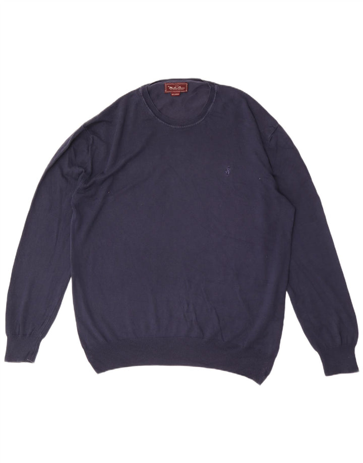 Marlboro Classics Herre Crew Neck Jumper Sweater 2XL Navy Blue Bomuld