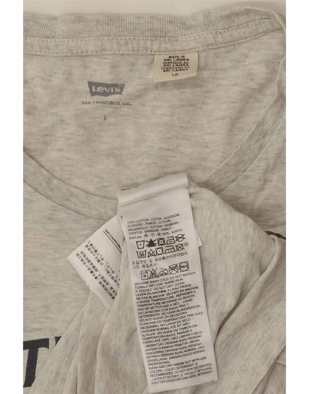 LEVI'S Herre Grafisk T-Shirt Top Stor Grå Bomuld