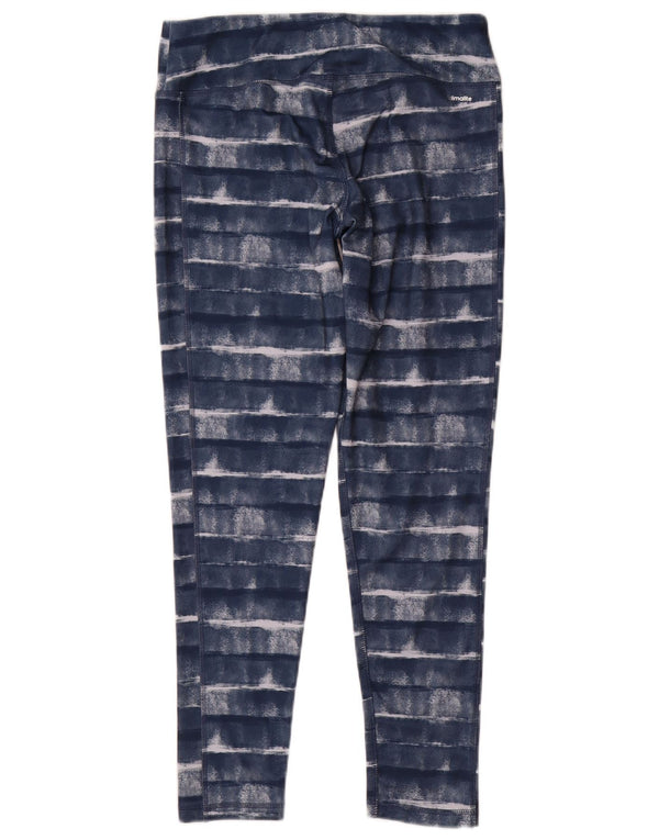 Adidas Womens Climalite Leggings UK 12/14 Mellemblå stribet polyester