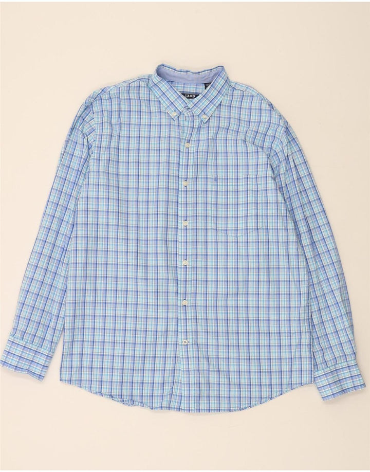 IZOD Mens Shirt Large Blue Check Cotton Vintage Izod and Second-Hand Izod from Messina Hembry 