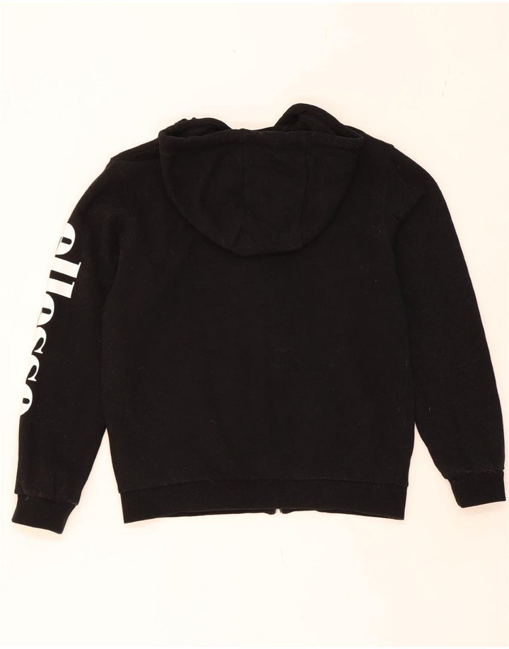 ELLESSE Womens Oversized Graphic Zip Hoodie Sweater UK 10 Small Black Vintage Ellesse and Second-Hand Ellesse from Messina Hembry 