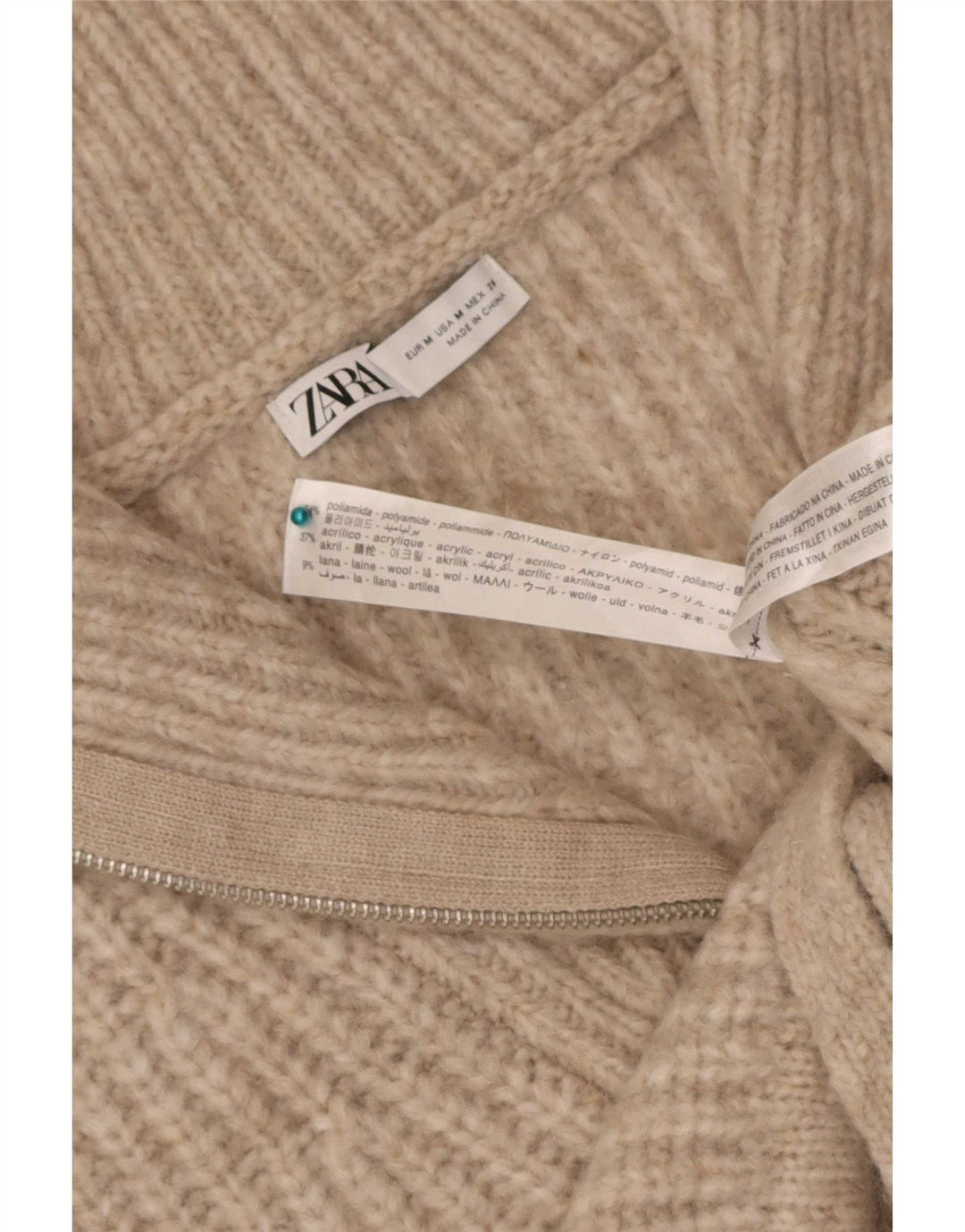Zara Womens Crop Vest Tank Top UK 14 Medium Beige Polyamid