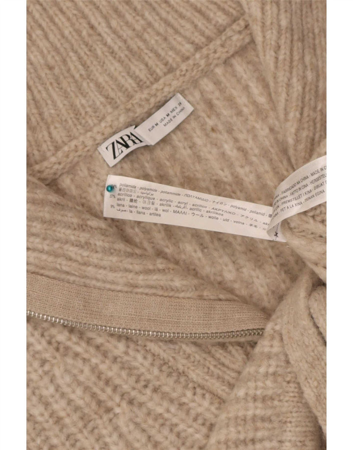 Zara Womens Crop Vest Tank Top UK 14 Medium Beige Polyamid