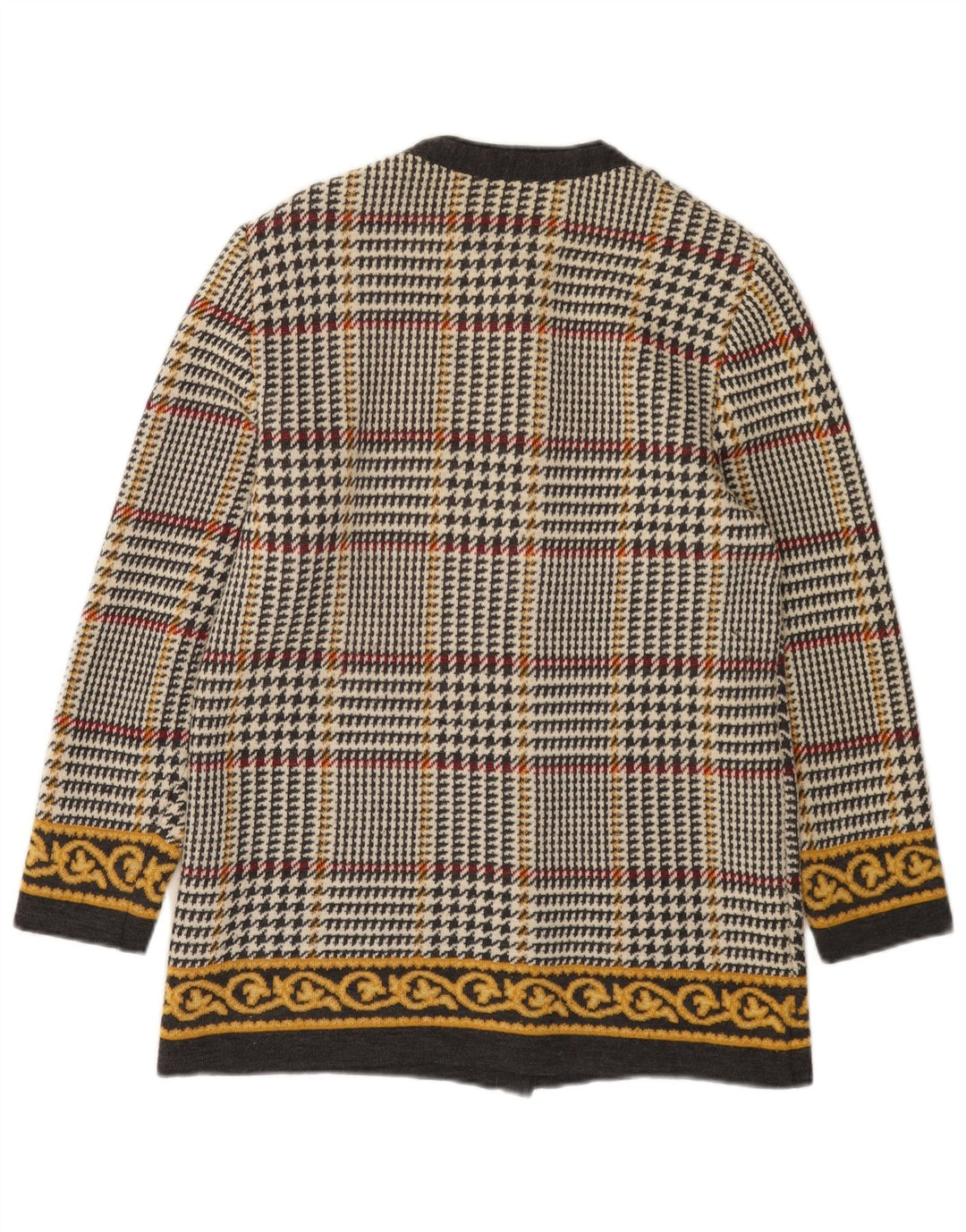 Liola Dame Cardigan Sweater UK 12 Medium Flerfarvet Houndstooth Uld