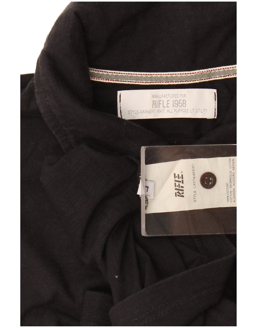 Rifle Herre poloshirt Stor sort bomuld