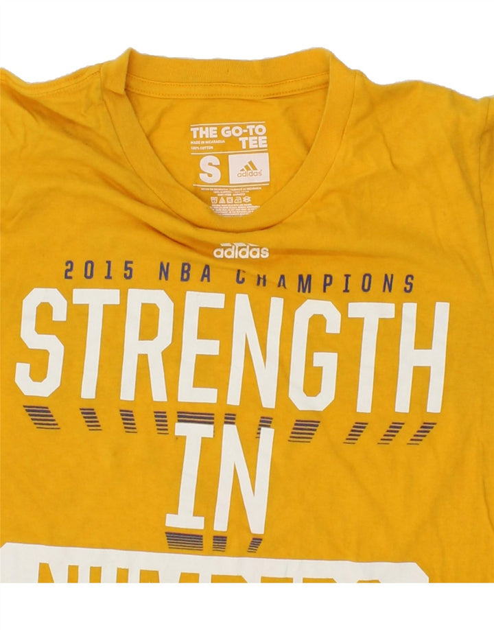 ADIDAS Mens Graphic T-Shirt Top Small Yellow Cotton Vintage Adidas and Second-Hand Adidas from Messina Hembry 