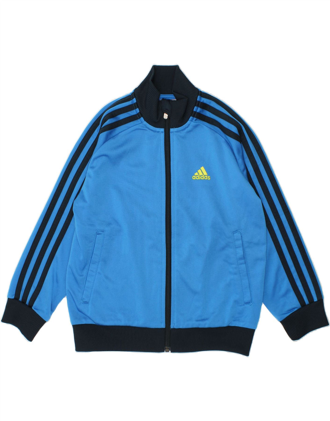 ADIDAS Boys Tracksuit Top Jacket 5-6 Years Blue Colourblock Polyester Vintage Adidas and Second-Hand Adidas from Messina Hembry 
