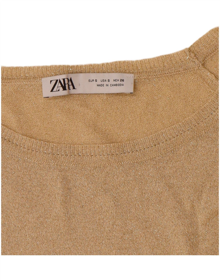 Zara Dame Oversized Boat Neck Jumper Sweater UK 10 Small Beige