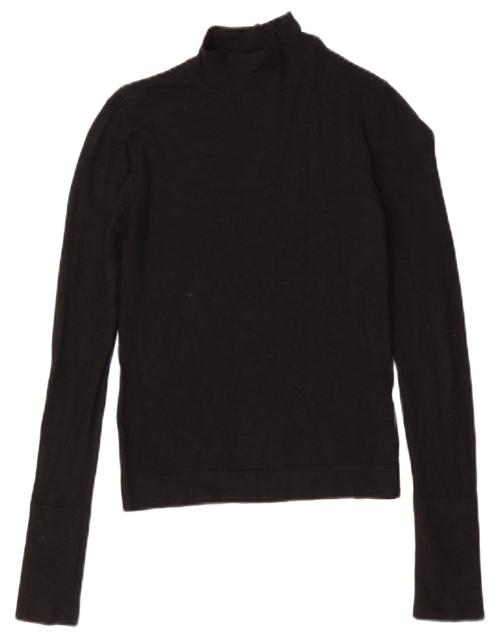 Zara Dame Turtle Neck Jumper Sweater UK 10 Small Black Viscose