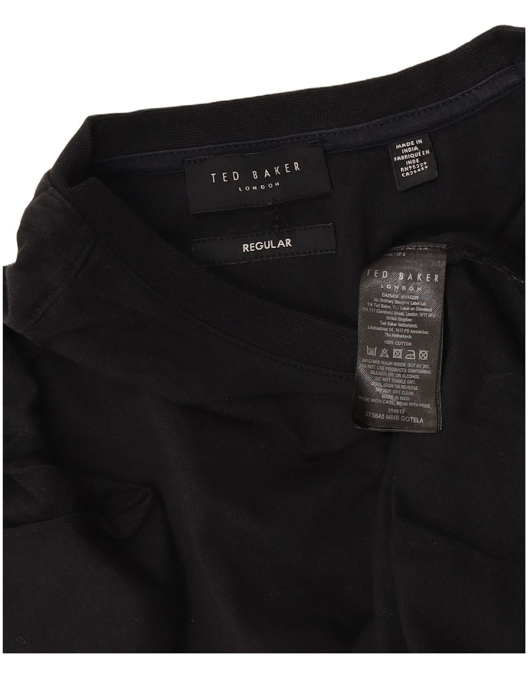 Ted Baker Herre Regular T-Shirt Top Medium Sort Bomuld