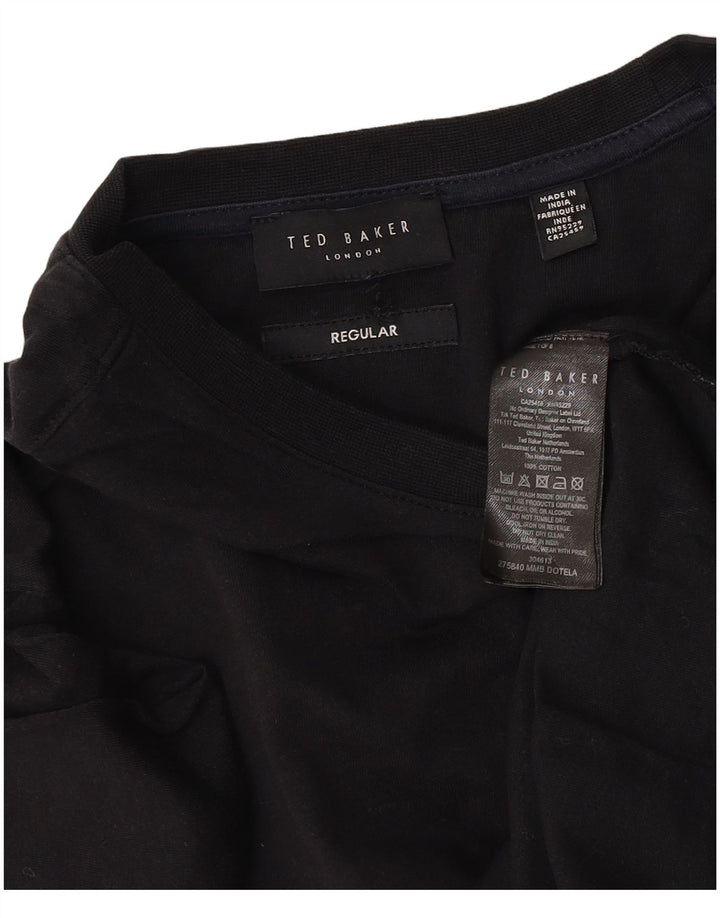 Ted Baker Herre Regular T-Shirt Top Medium Sort Bomuld