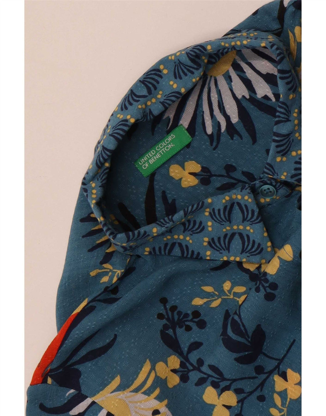 Benetton Dameskjorte UK 12 Medium Blue Floral