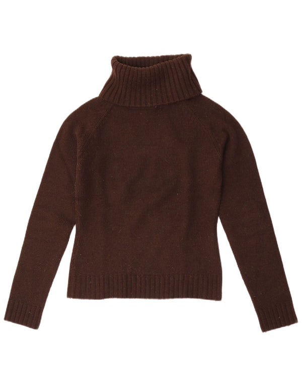 Zara Dame Roll Neck Jumper Sweater UK 10 Small Brown Acryl