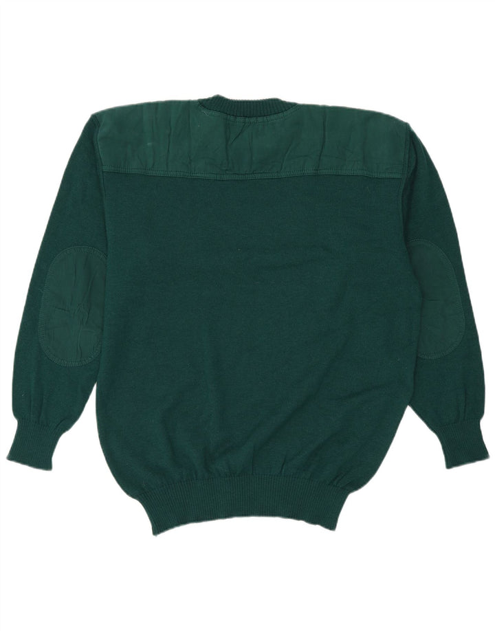 Vintage herre rund hals sweater stor grøn jomfru uld