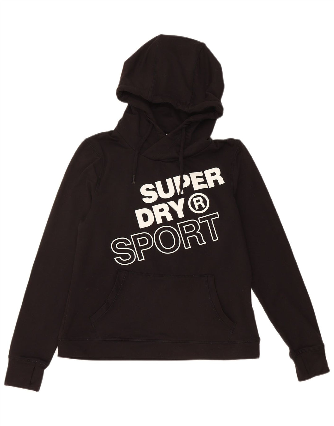 SUPERDRY Womens Graphic Hoodie Jumper UK 10 Small Black Polyester