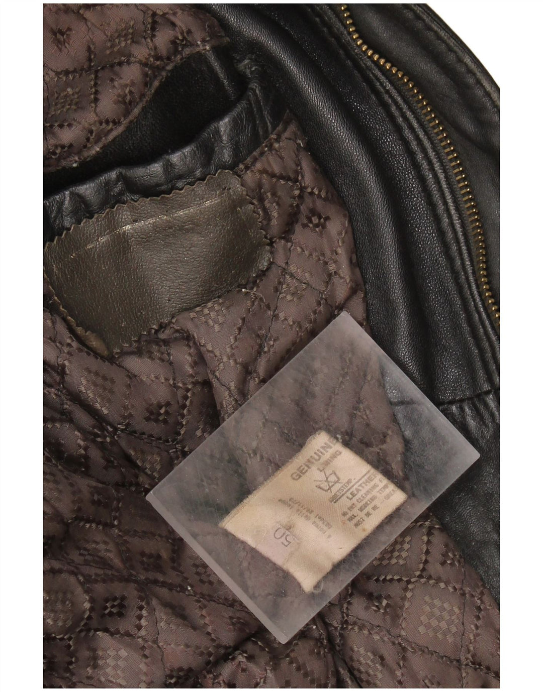 VINTAGE Herre Læderjakke IT 50 Stor Sort Læder