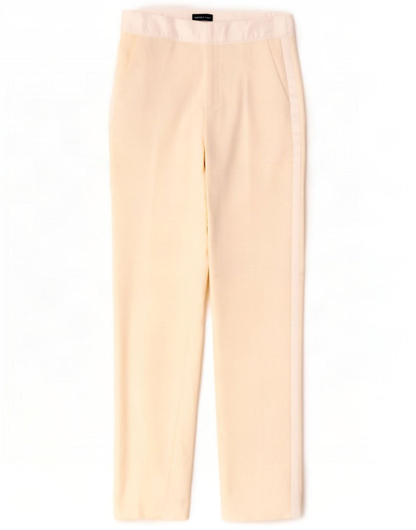 Zara Womens High Waist Chino Trousers XS W24 L28 Off White Colourblock