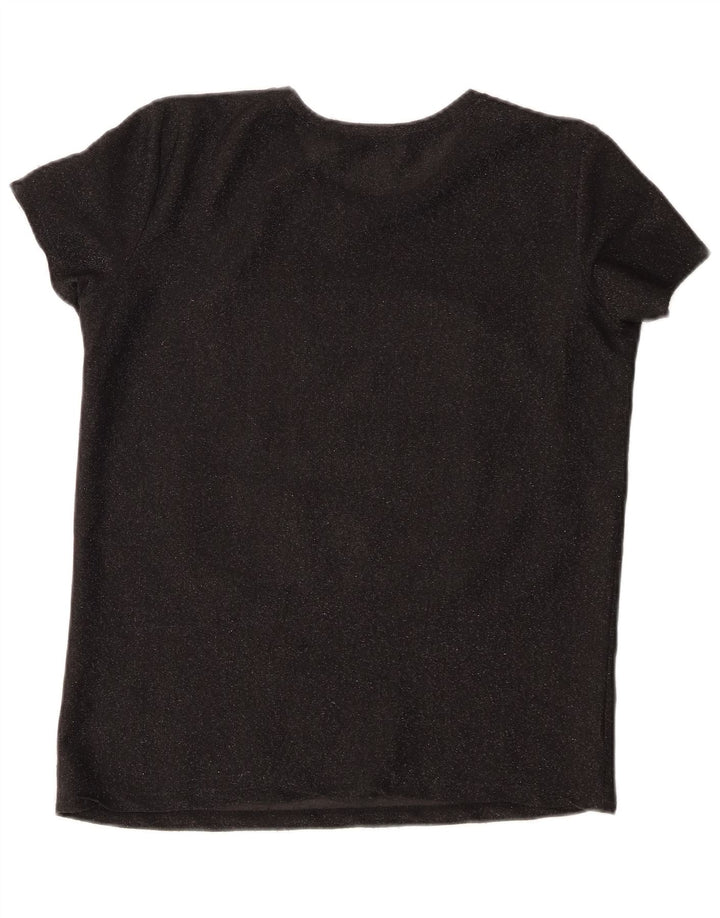 Zara Dame Grafisk T-Shirt Top UK 10 Lille Sort