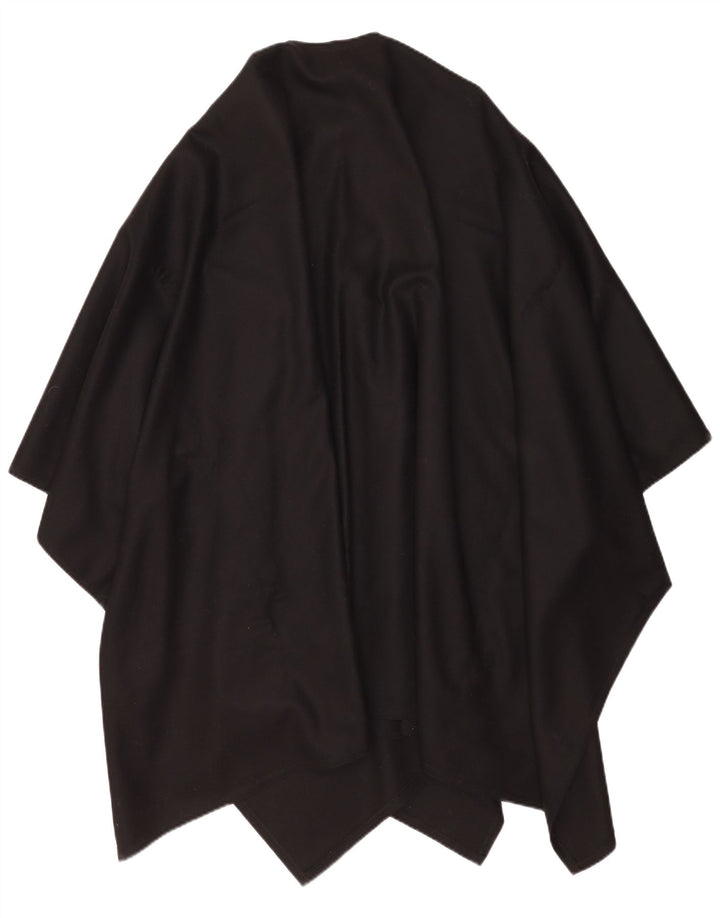 Vintage asymmetrisk ponchotrøje til kvinder One Size sort uld