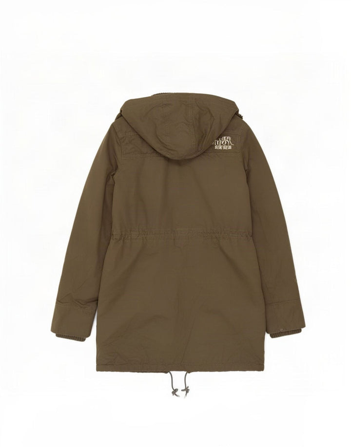 Superdry Parkajakke med hætte til kvinder UK 14 Medium Khaki Polyester