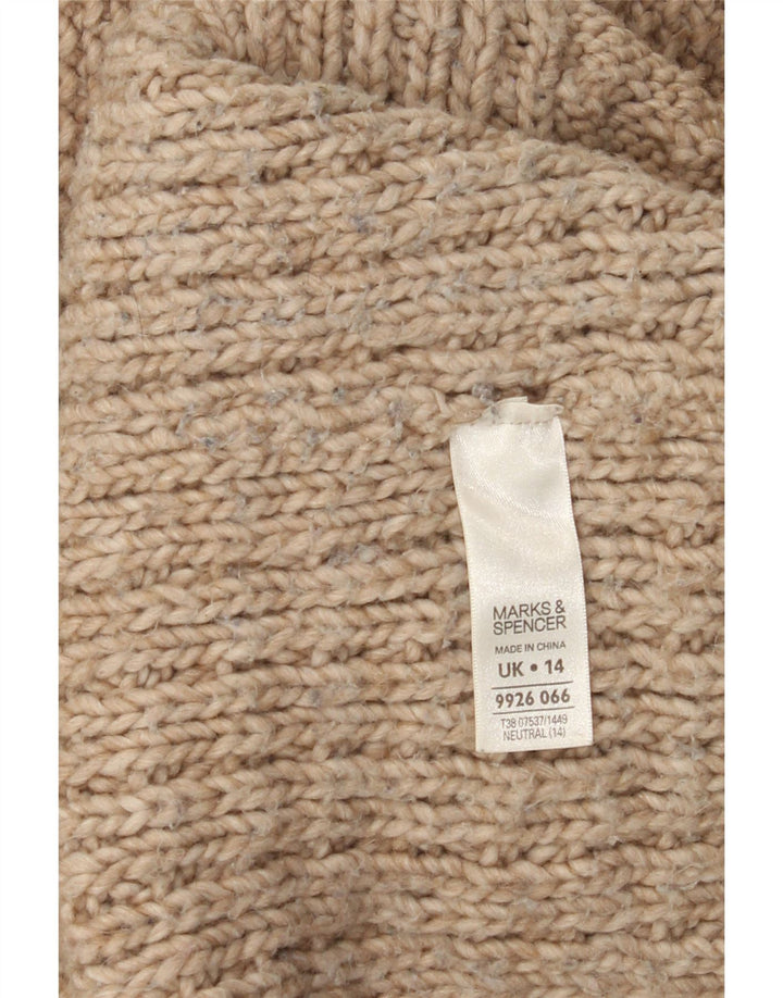 Marks & Spencer Dame Cardigan Sweater UK 14 Medium Brun Akryl