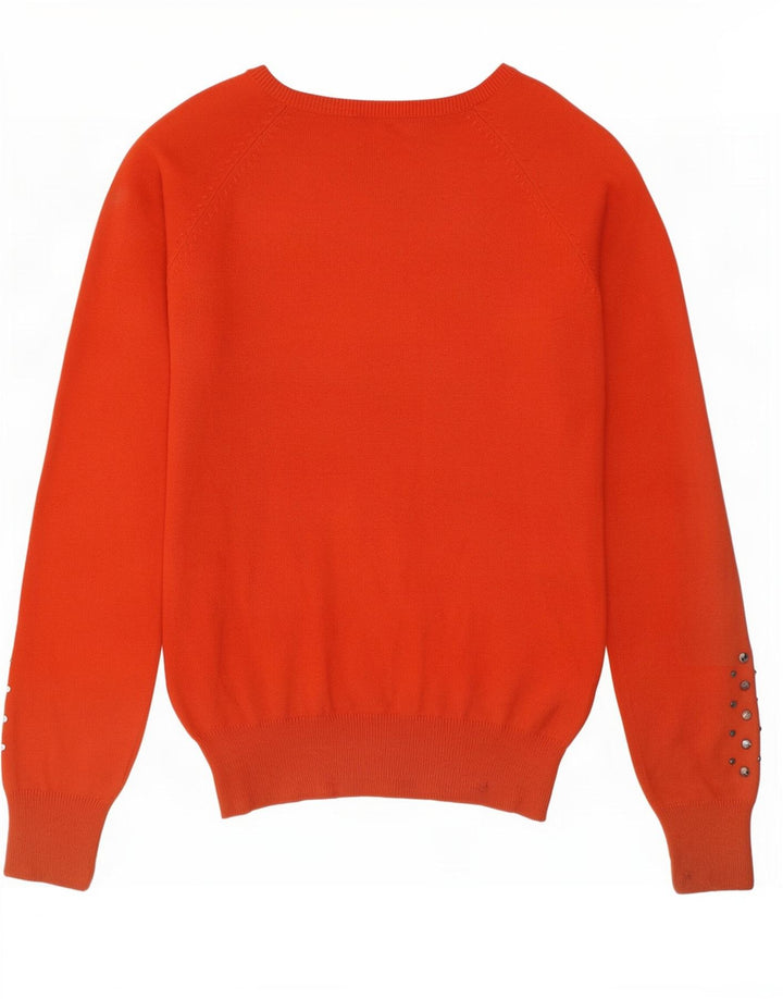 Zara Dame V-hals sweater UK 12 Medium Orange Bomuld