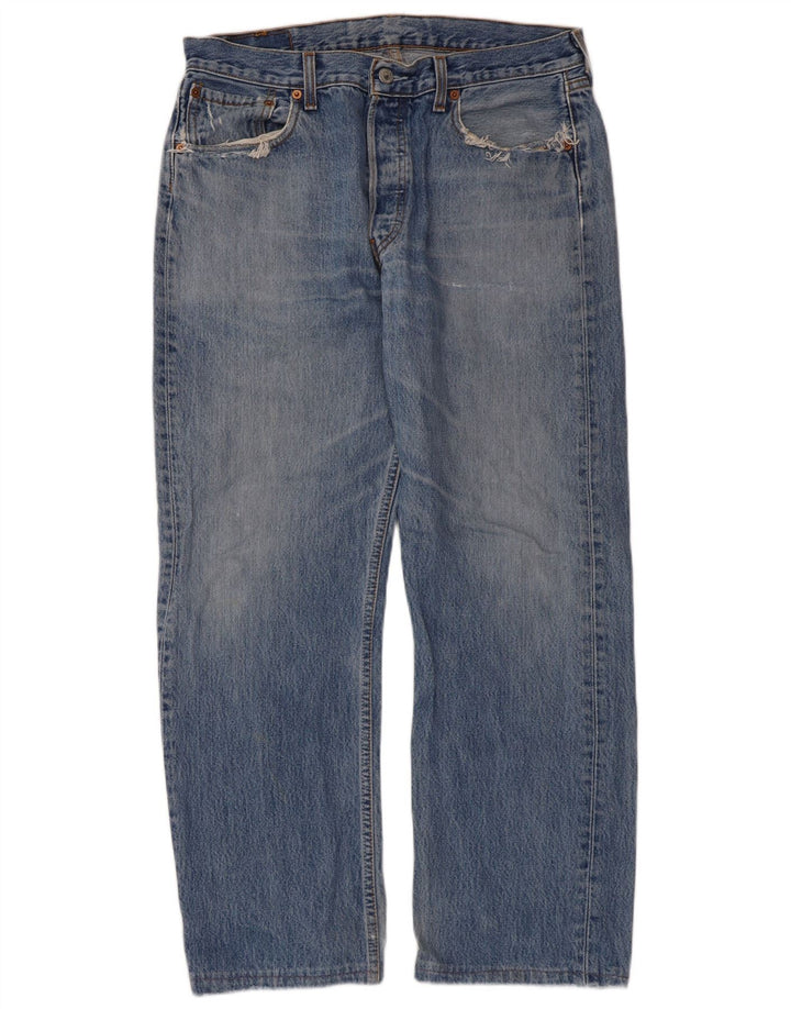 Levi's Herre 501 lige jeans W34 L27 blå bomuld