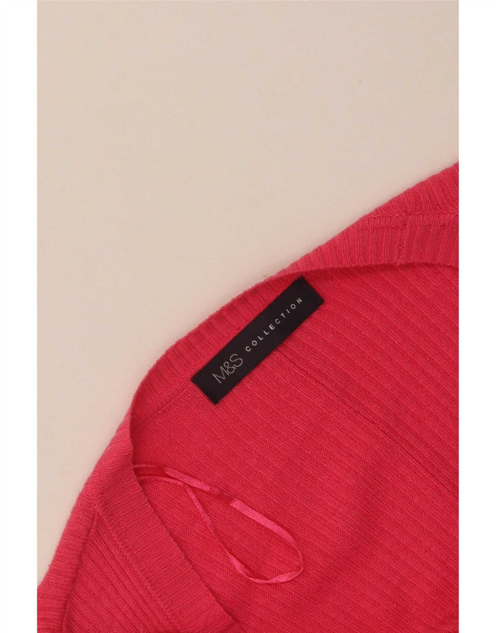 Marks & Spencer Womens Open Cardigan Sweater UK 14 Large Pink
