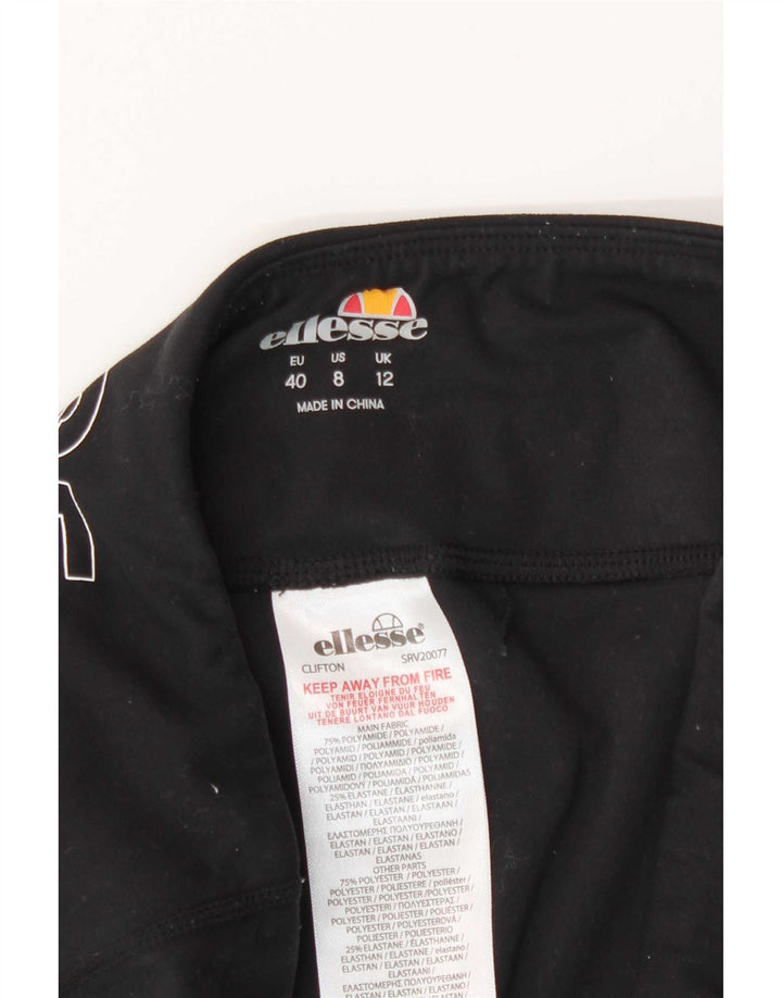 Ellesse Womens Graphic Sports Shorts UK 12 Medium Black Colourblock