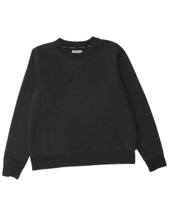 Calvin Klein Jeans Dame Grafisk Sweatshirt Jumper UK 14 Medium Sort