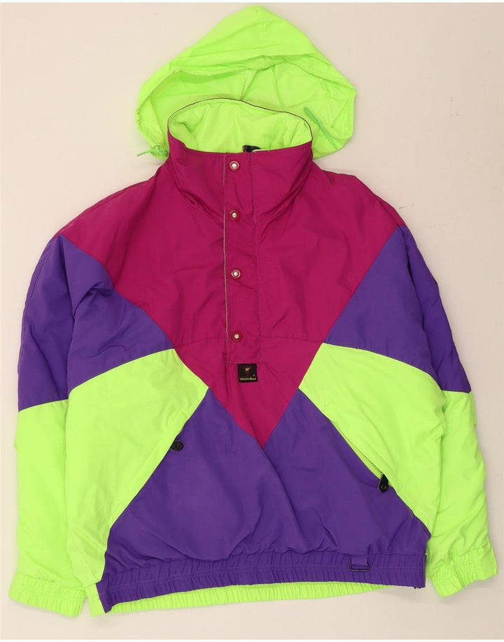 Vintage Herre Hætte Anorak Jakke IT 50 Stor Flerfarvet Colourblock
