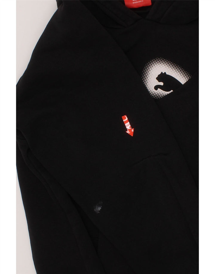 PUMA Boys Graphic Hoodie Jumper 11-12 Years Black Vintage Puma and Second-Hand Puma from Messina Hembry 