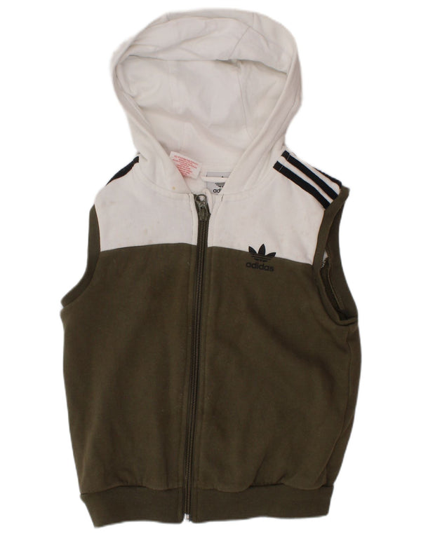 Adidas drenge grafisk hættetrøje med lynlås 2-3 år Khaki Colourblock