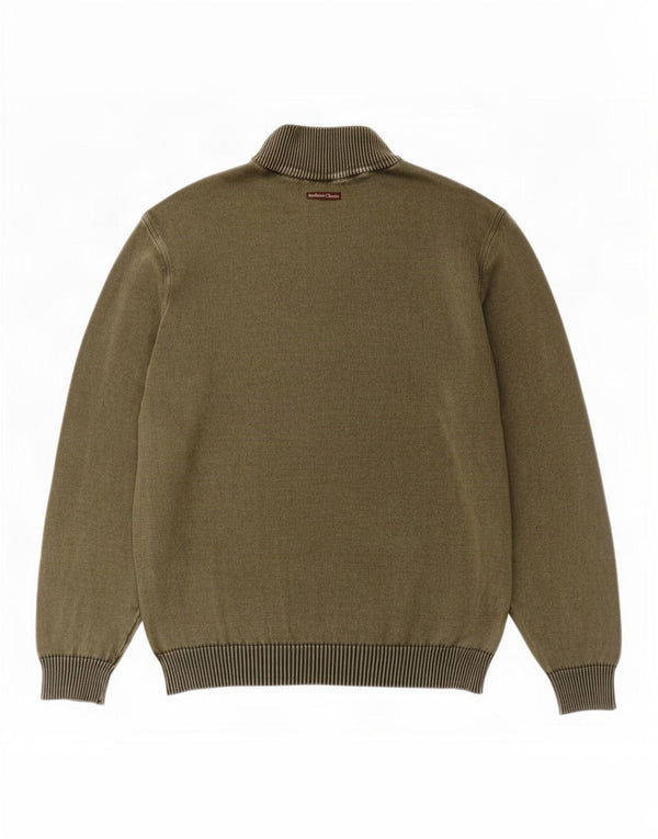 Marlboro Classics Herre Zip Neck Jumper Sweater 2XL Khaki Bomuld