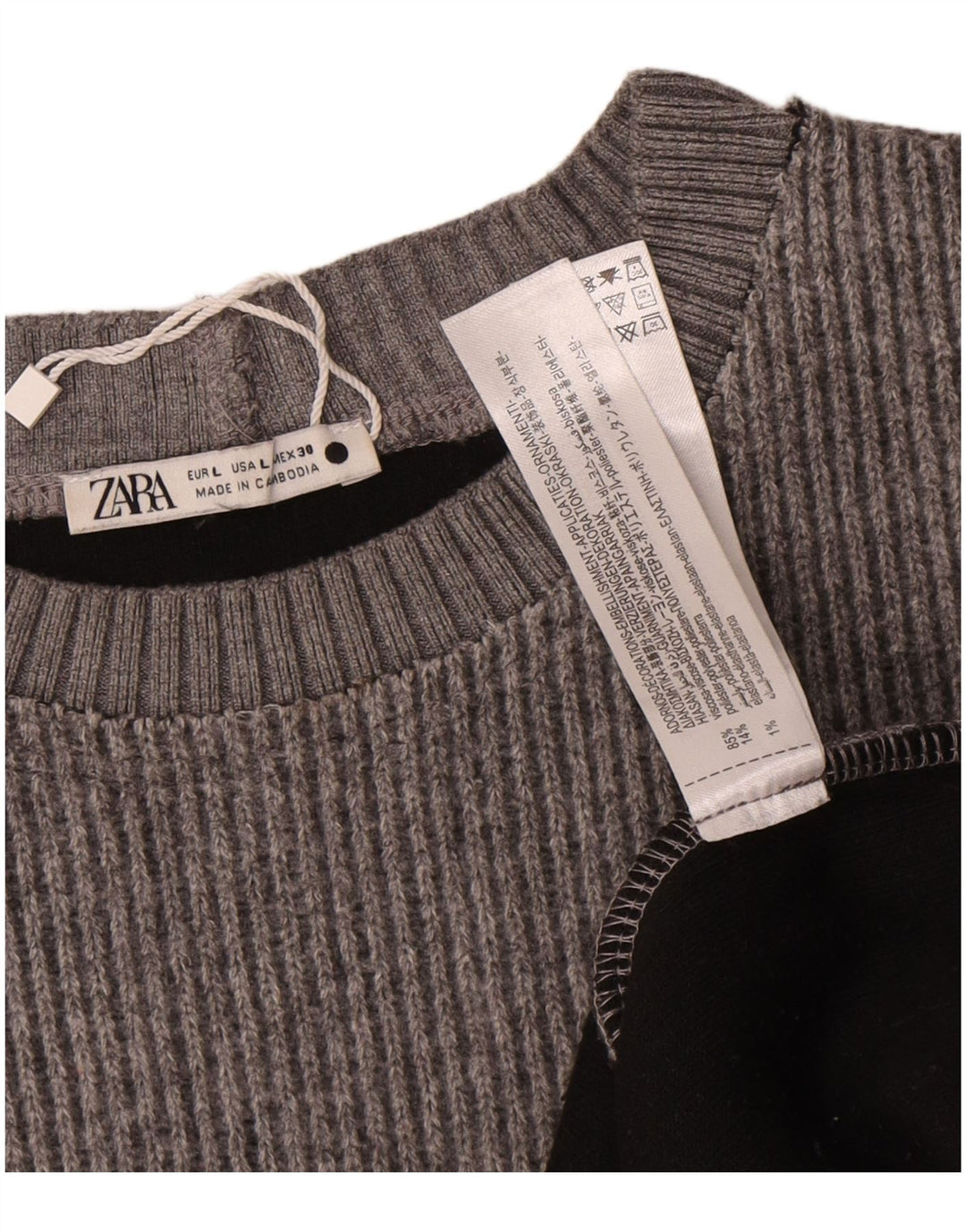 Zara Dame Jumper Sweater UK 16 Stor Grå Uld
