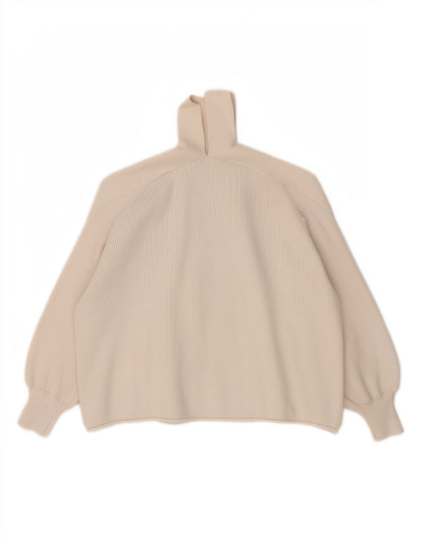 Zara Dame Off Shoulder Loose Fit Jumper Sweater UK 14 Medium Off White