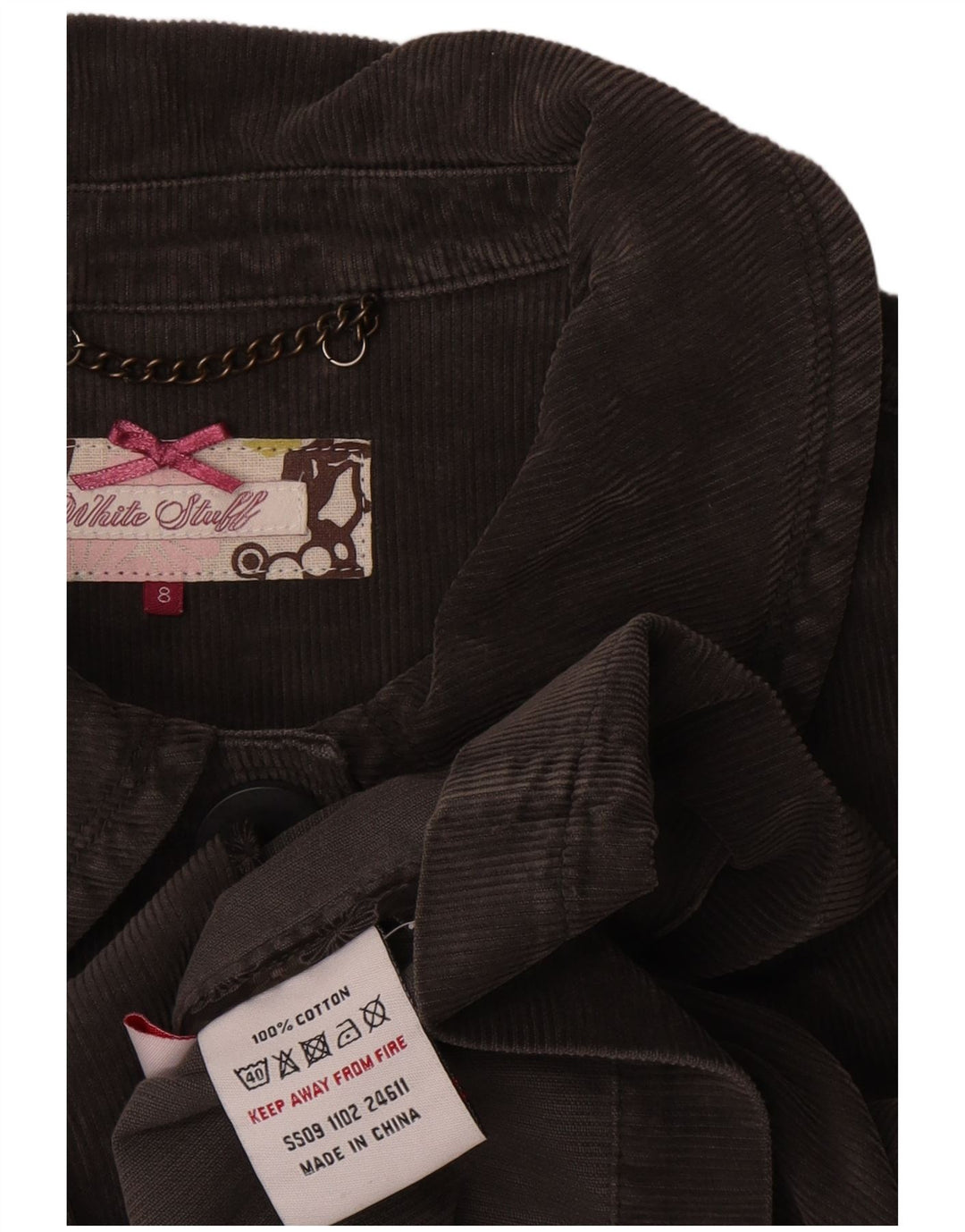 White Stuff Womens Corduroy Jacket UK 8 Small Grey Bomuld