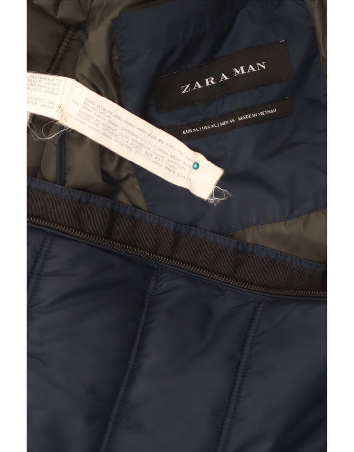 ZARA Polstret Gilet til mænd UK 42 XL Navyblå polyester