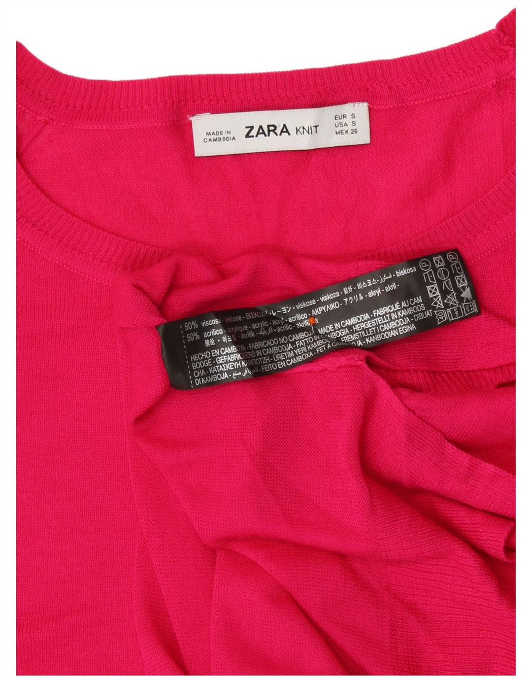 Zara Dame Oversized Crew Neck Jumper Sweater UK 10 Small Pink Viscose