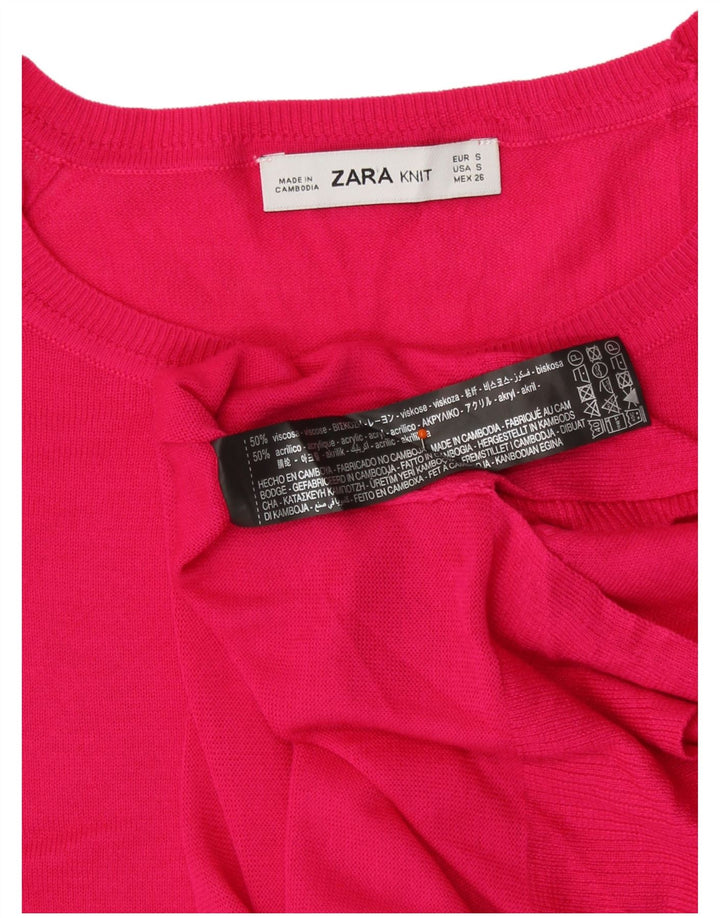 Zara Dame Oversized Crew Neck Jumper Sweater UK 10 Small Pink Viscose