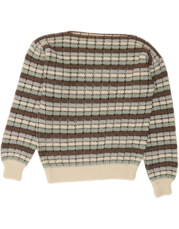 LAUREL Womens Boat Neck Jumper Sweater IT 40 Small Multicoloured Striped Vintage Laurel and Second-Hand Laurel from Messina Hembry 