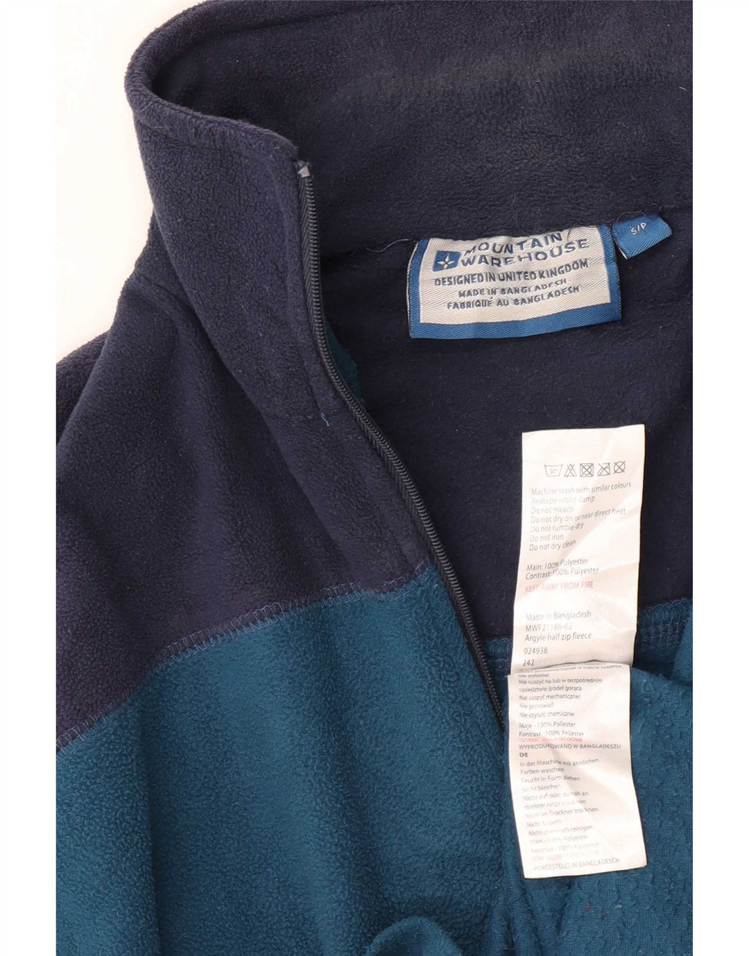 Mountain Warehouse Herre lynlås hals fleece jumper lille marineblå farveblok
