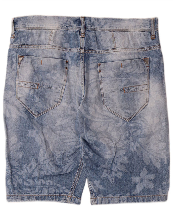 ANTONY MORATO Mens Denim Shorts IT 48 Medium W32  Blue Floral Cotton