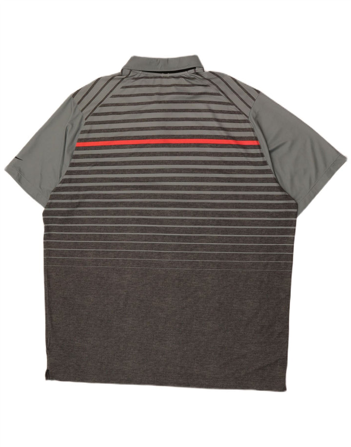 Nike herre Dri Fit polo shirt 2XL grå stribet polyester